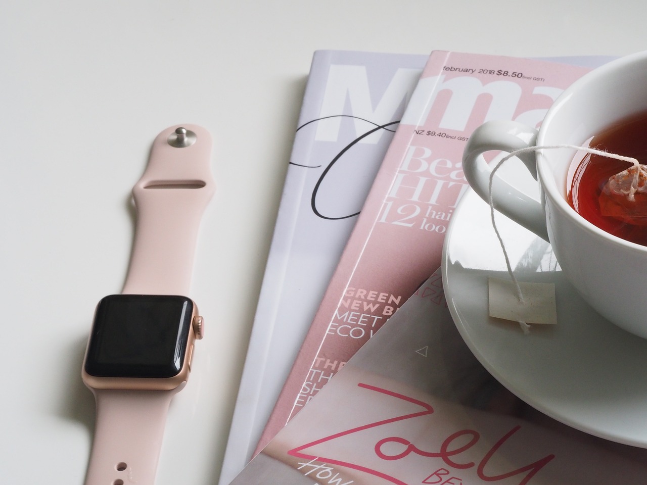 cup, tea, drink, magazine, read, rest, relax, holiday, vacation, getaway, pack, watch, apple watch, organise, organisation, tea cup, white, mug, saucer, liquid, breakfast, design, herbal, red, pink, feminine, blog, blogging, write, writing, magazine, apple watch, apple watch, apple watch, apple watch, apple watch